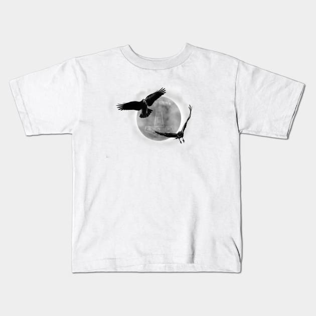 Huginn and Muninn Kids T-Shirt by CasperArt1